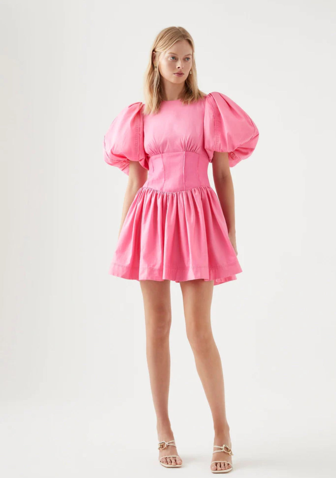 AJE Gianna Puff Sleeve Mini Dress - French Rose Pink