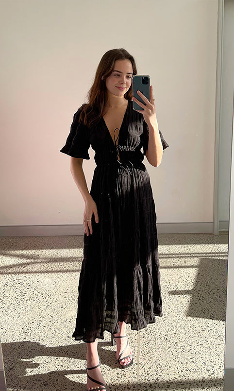 RUBY Mirella V-Neck Dress- Black
