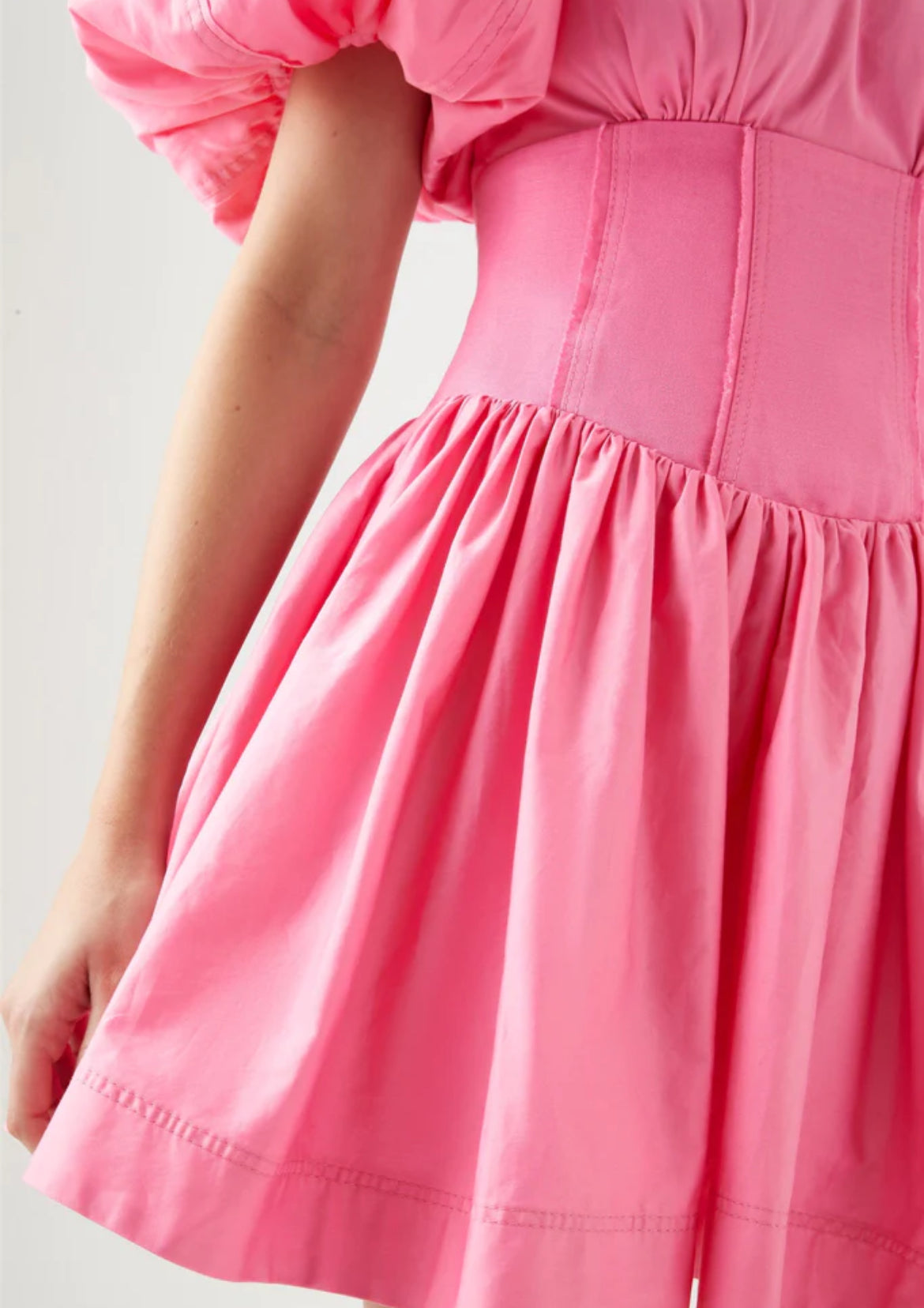AJE Gianna Puff Sleeve Mini Dress - French Rose Pink