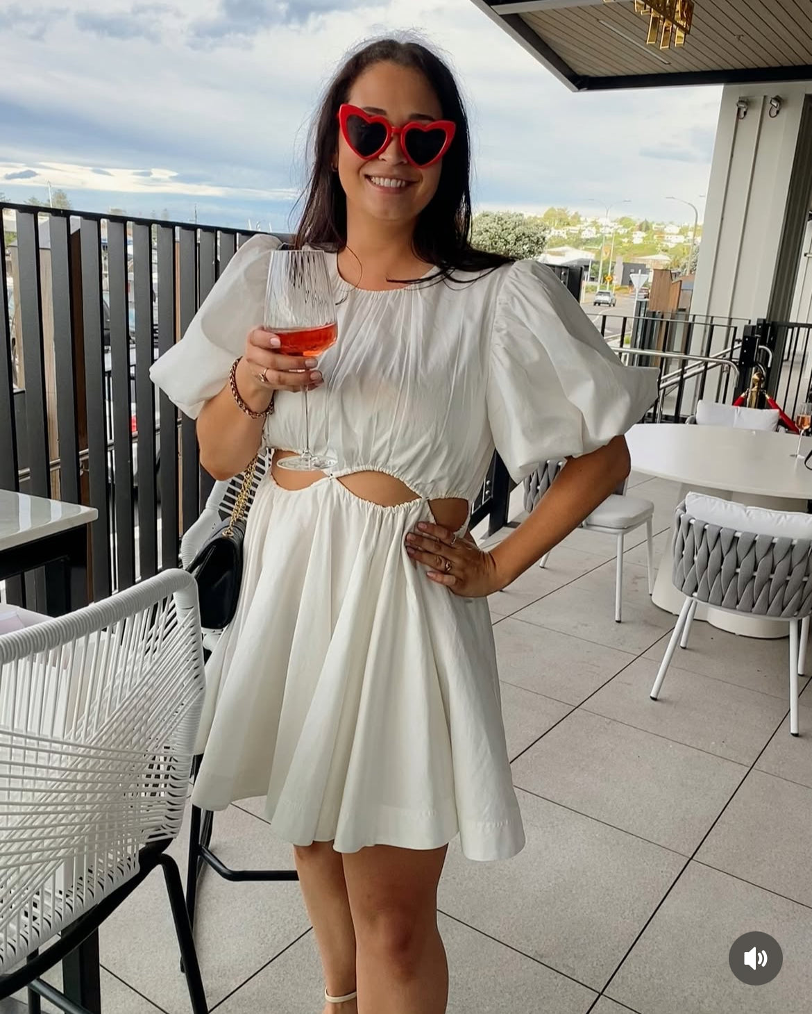 AJE Henriette Cut Out Mini Dress- Ivory