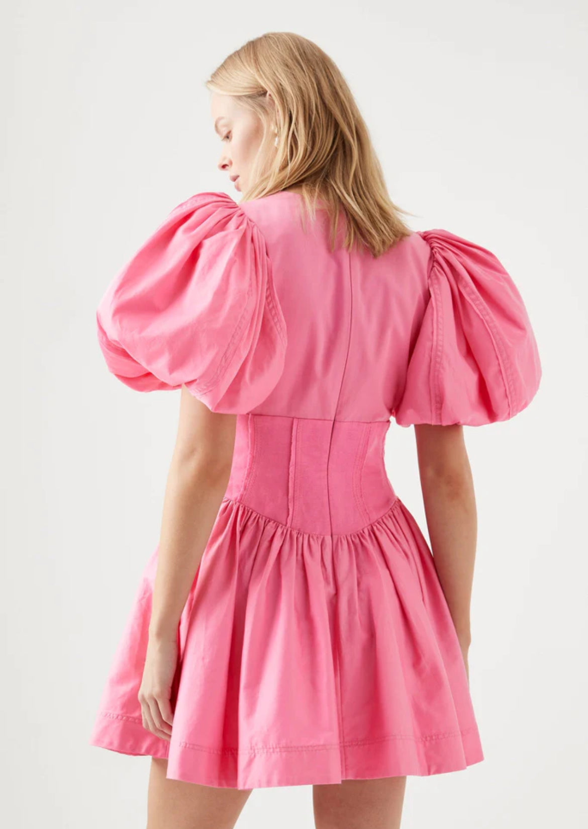 AJE Gianna Puff Sleeve Mini Dress - French Rose Pink