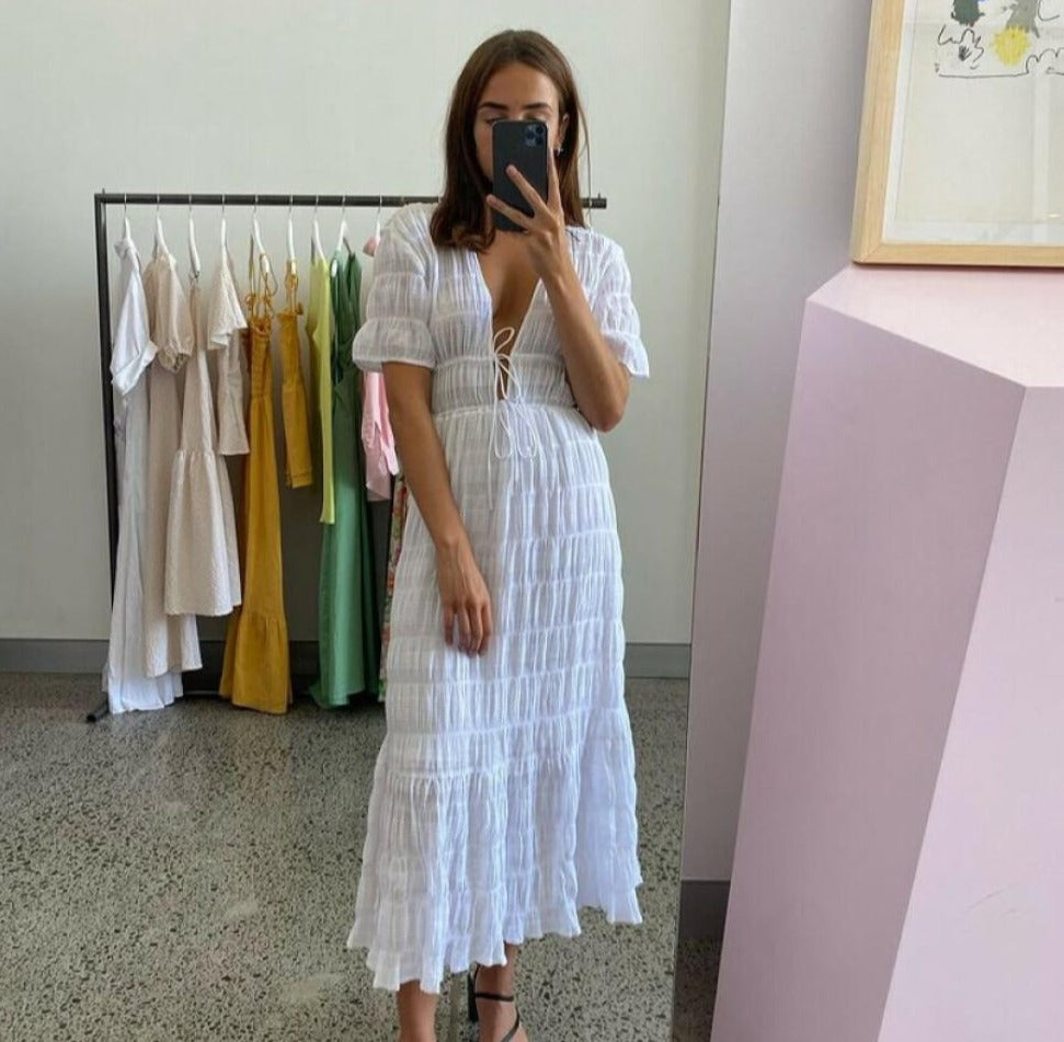 RUBY Mirella V-Neck Dress- White