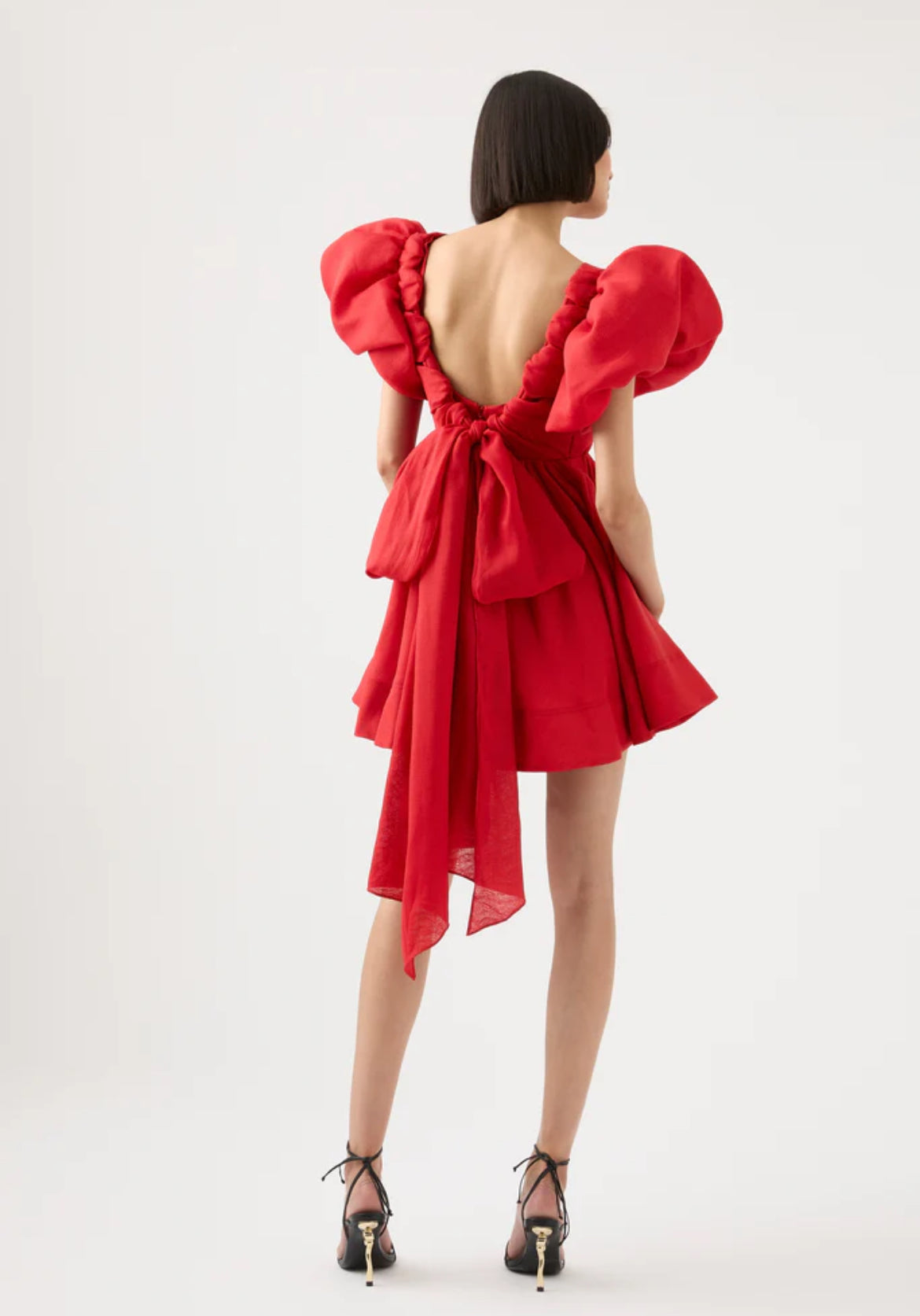 Aje Gretta Bow Back Mini Dress- Scarlet Red