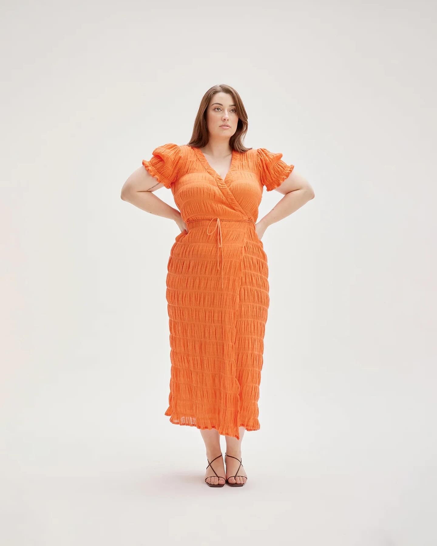 RUBY- Mirella short sleeve wrap Aperol Size 18