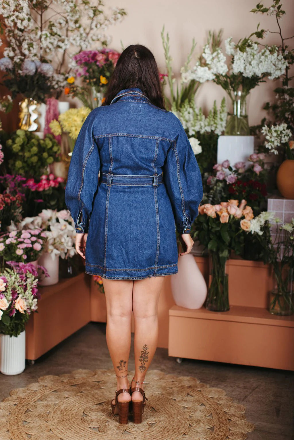 Aje  Elena Belted Denim Mini Dress