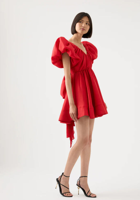 Aje Gretta Bow Back Mini Dress- Scarlet Red