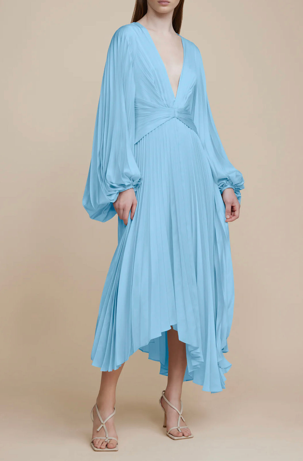 acler palms pleat dress Acler Pleated Palms Dress Blue Floral by Acler