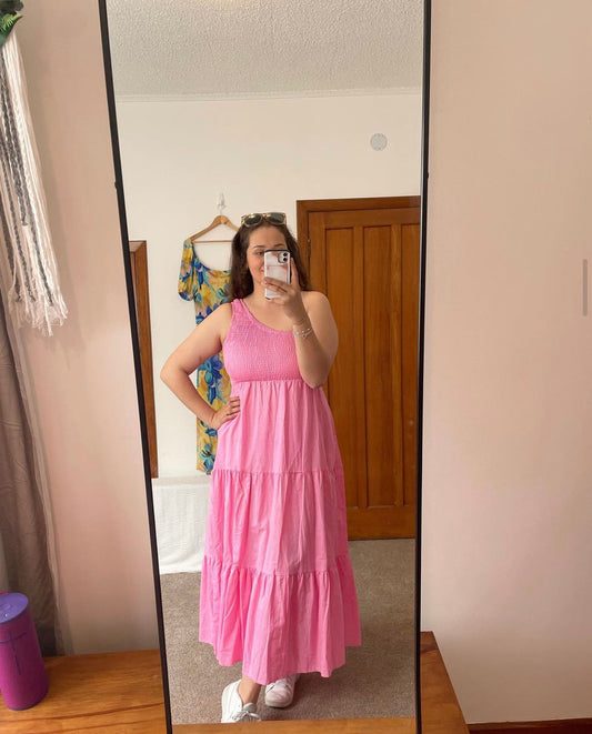 One Shoulder Pink Maxi