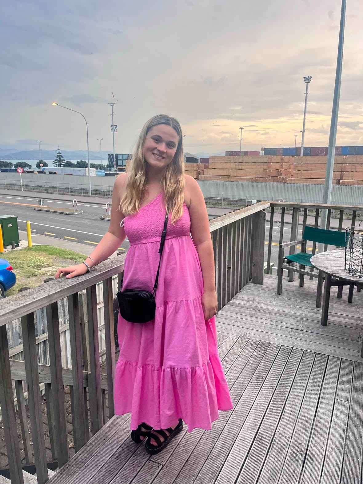 One Shoulder Pink Maxi
