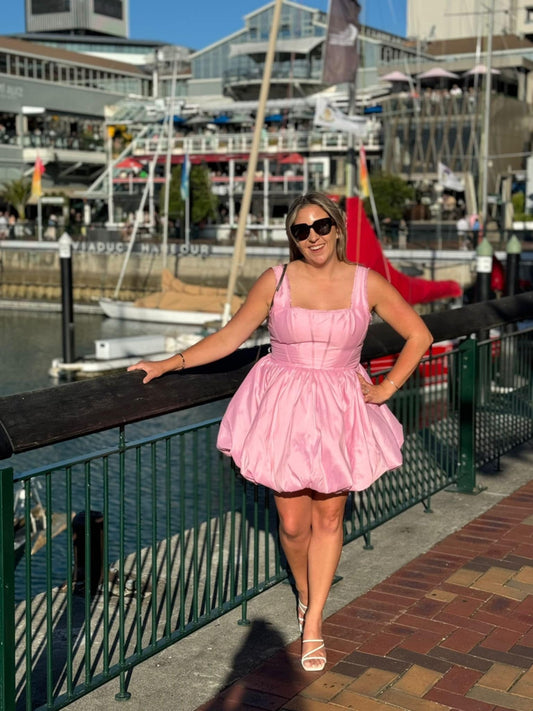 Aje - Suzette Bubble Mini Dress Bon Bon Pink