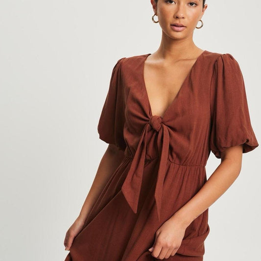 The Fated – Dark Brown Midi Dress 🤎