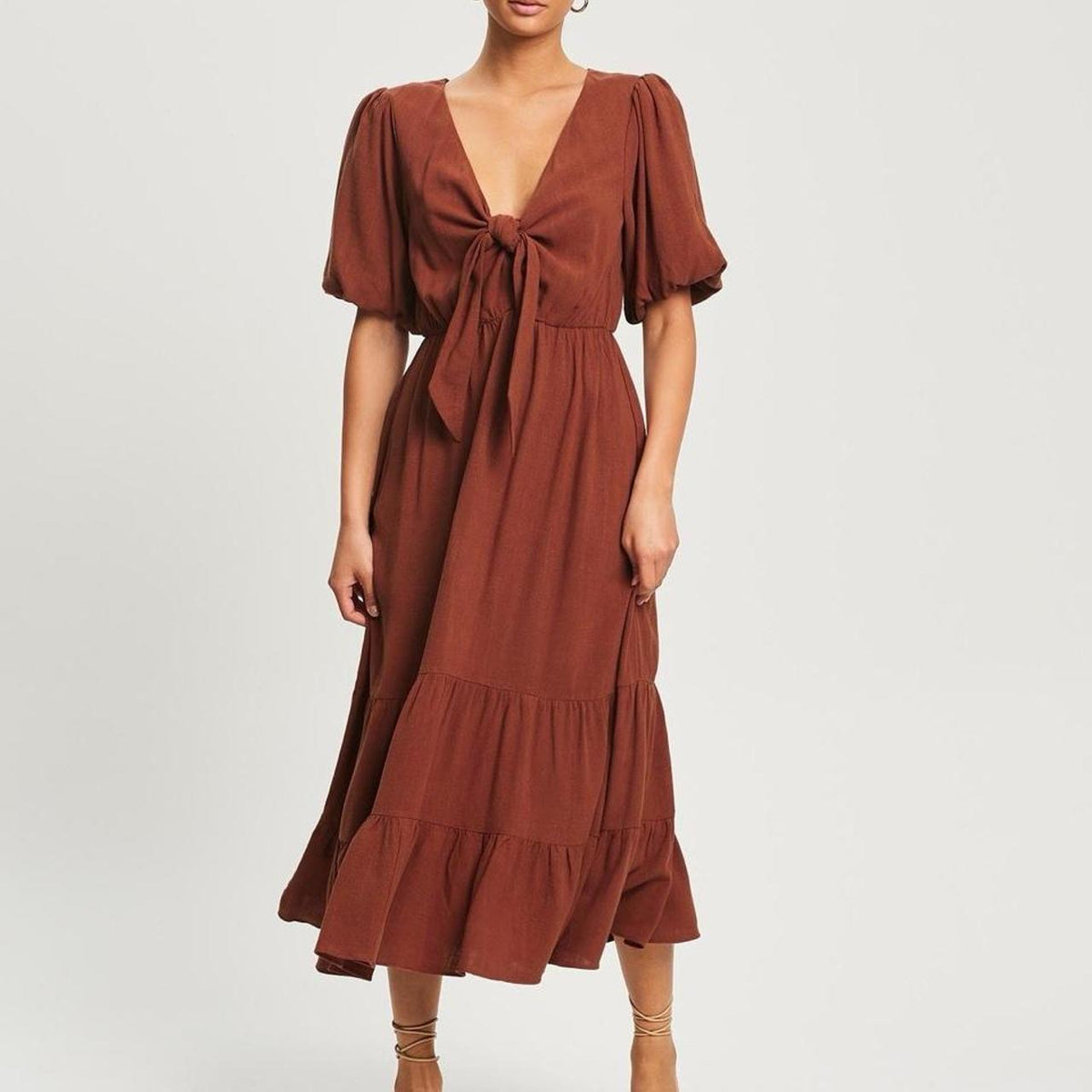 The Fated – Dark Brown Midi Dress 🤎