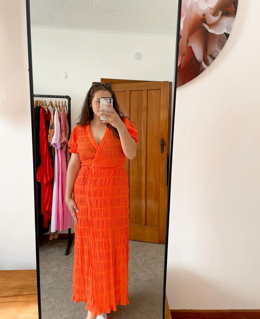 RUBY- Mirella short sleeve wrap Aperol Size 12